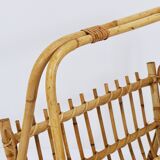 Bamboo and rattan magazine rack in the style of Franco Albini, Italy, 1950s.