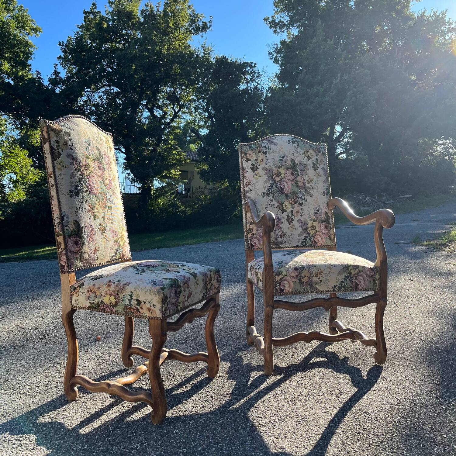 Fauteuil et chaise style Louis XIII