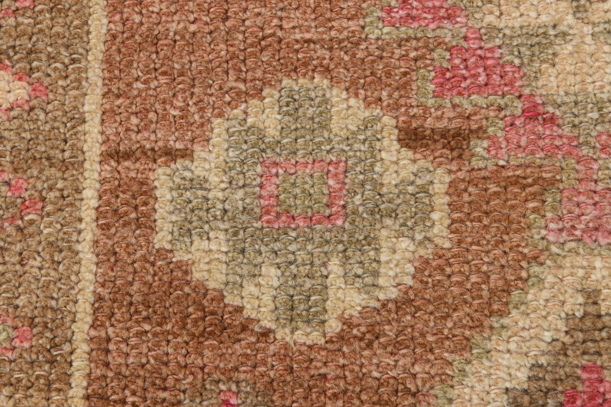 Taupe & Dusty Pink Vintage Carpet For Hallway, 83x308 Cm