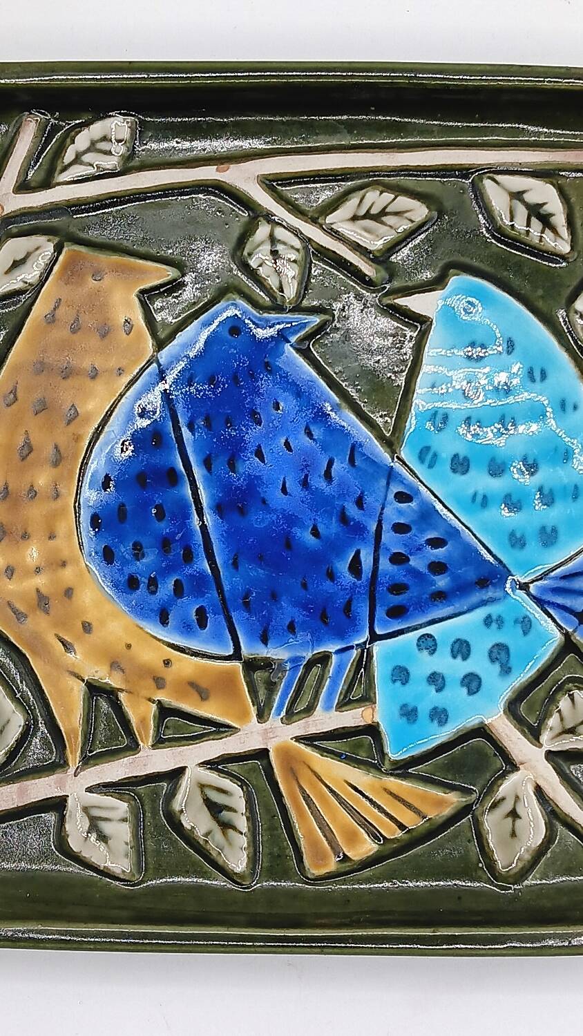 Enamelled plaque the 3 birds by Lisa Larson - Gustavsberg
