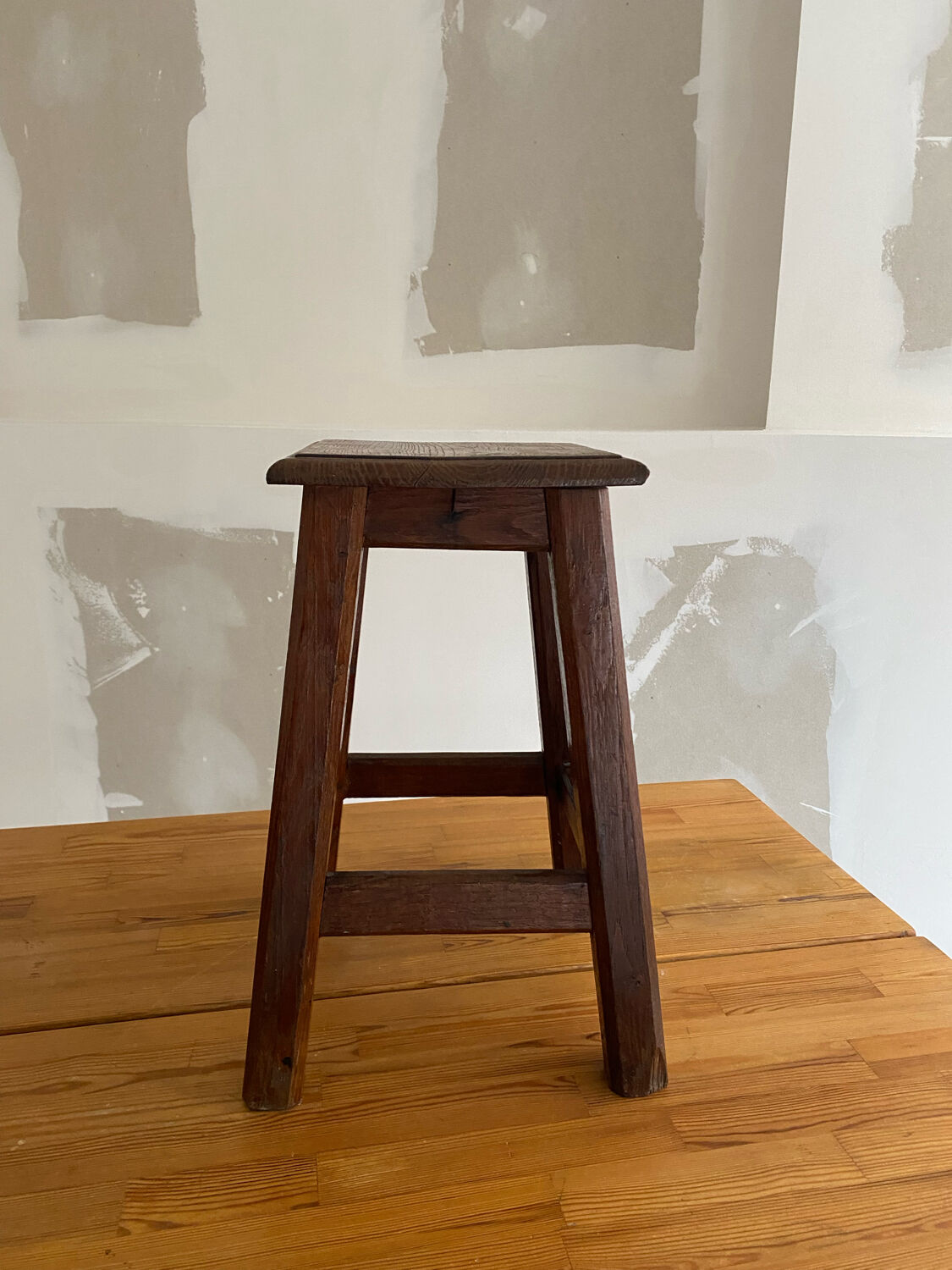 Vintage solid oak stool