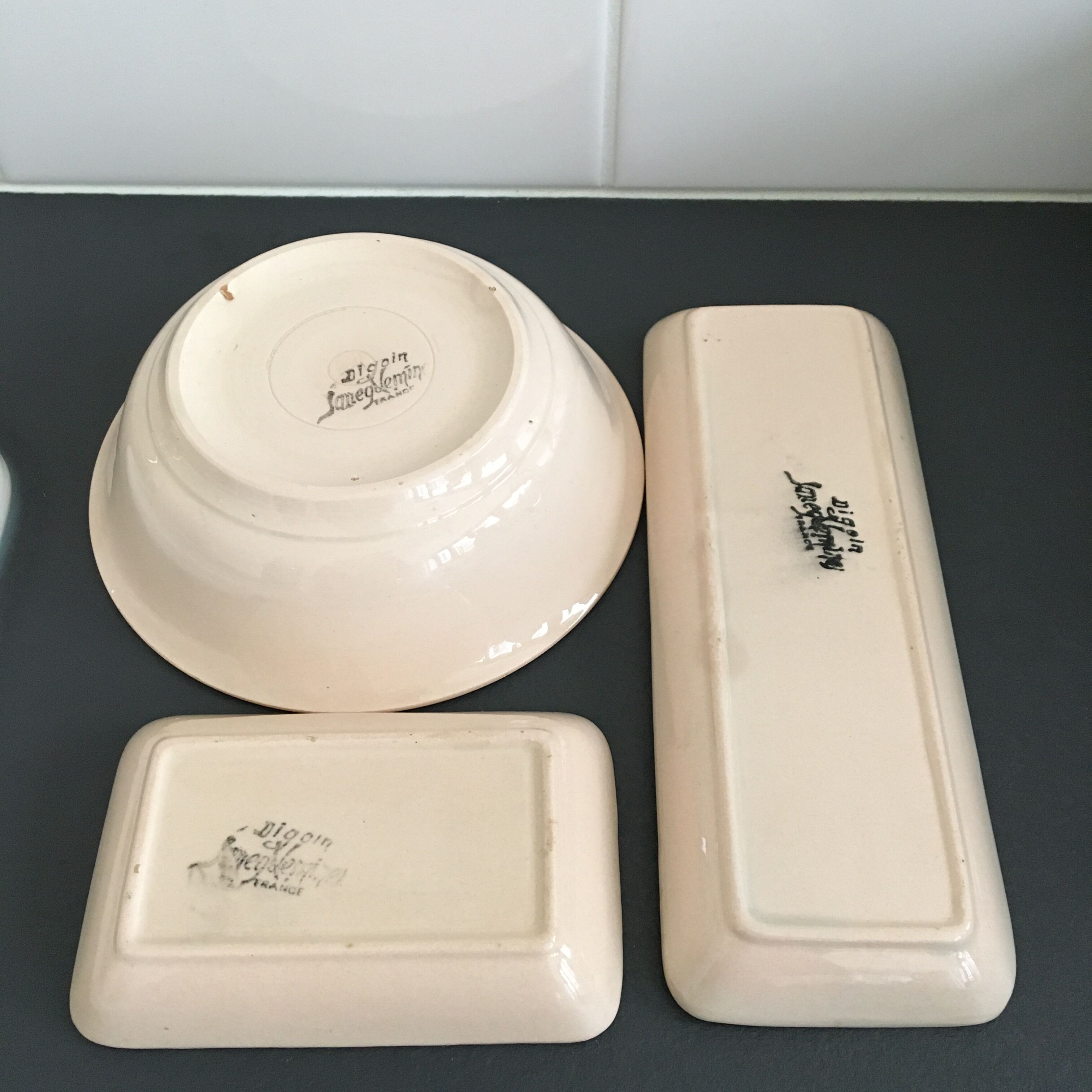 Set cup and soap holder Digoin Sarreguemines