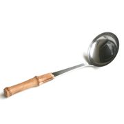 Louche inox avec manche en bambou, années 60