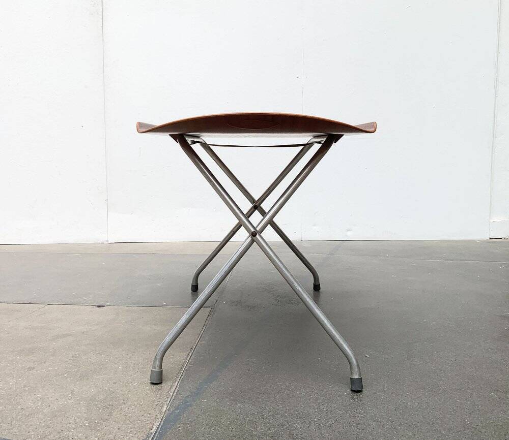 Folding table in teak with Norwegian alminette from the mid-century by F.M. Produkt, Frederiksberg Metalvarefabrik, 1960s.