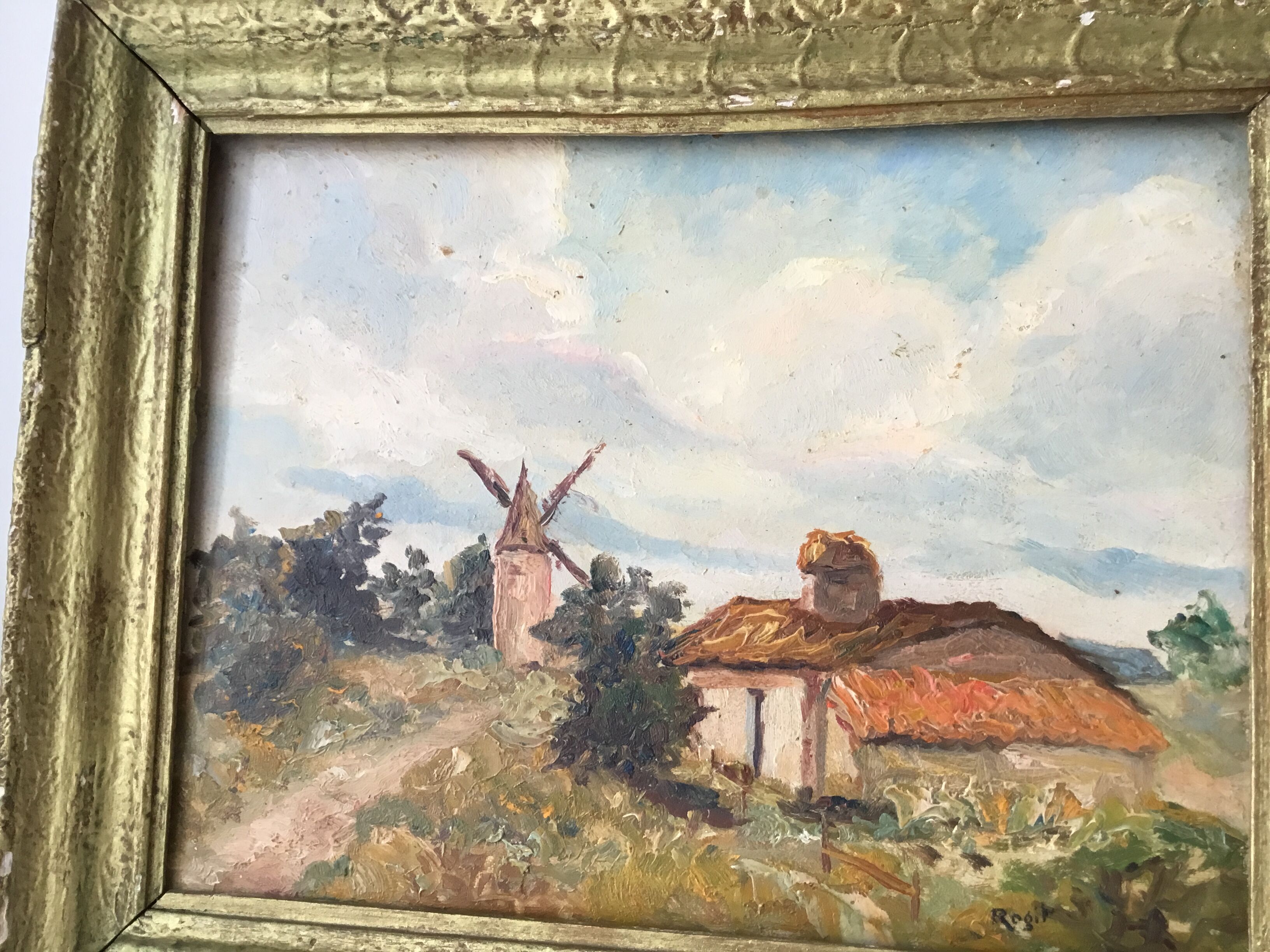 Small landscape painting of countryside