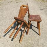 Pair of brutalist chair wood vintage