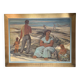 Painting "return from fishing", oil on panel, flory roland ca 1945