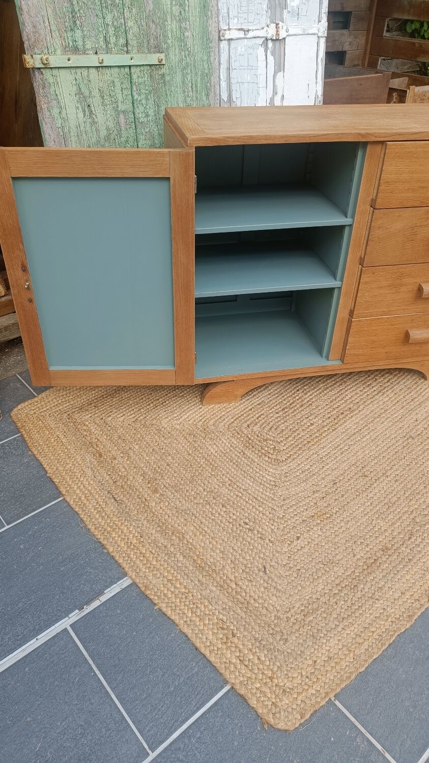 Vintage wooden sideboard – 4 drawers and cupboard