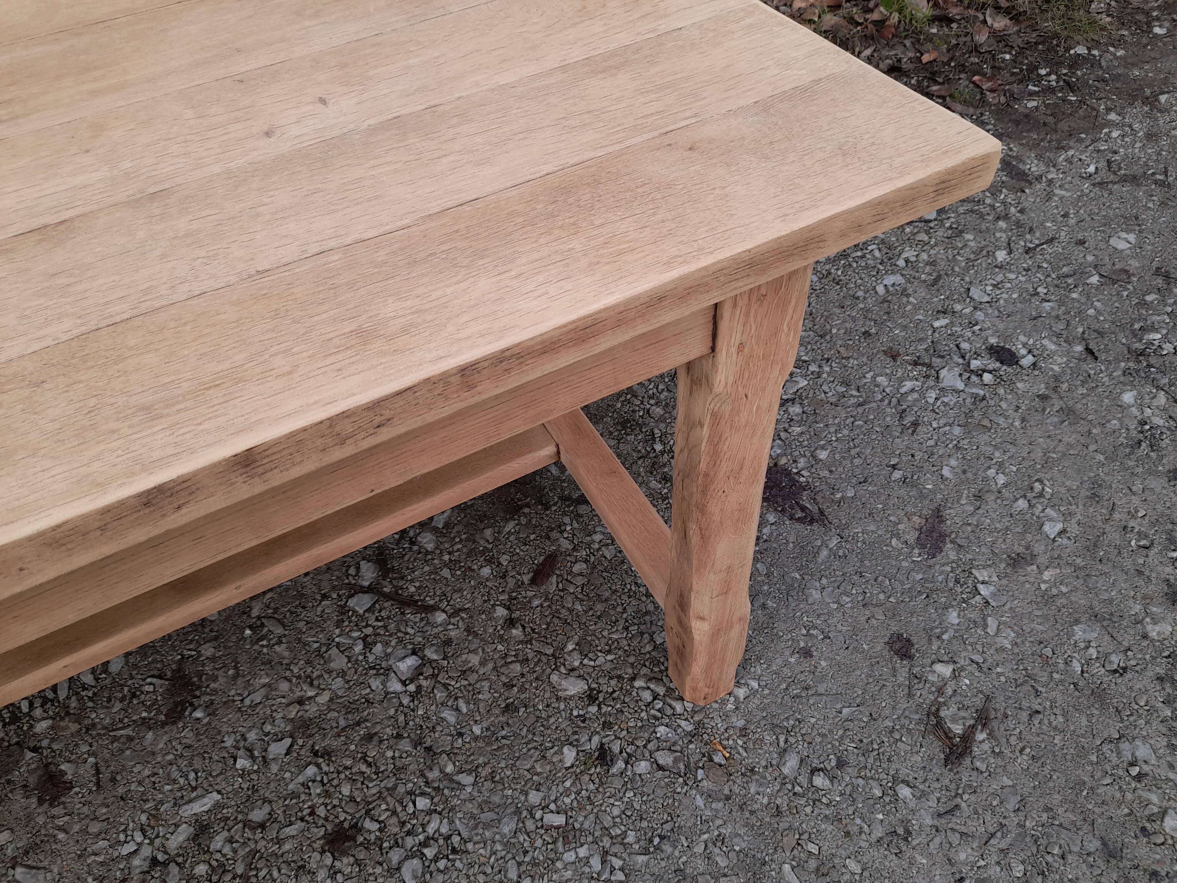 Farm table in solid oak wood raw