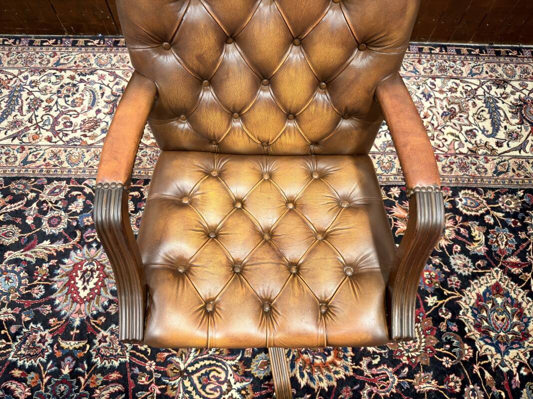 Brown Chesterfield President Chair