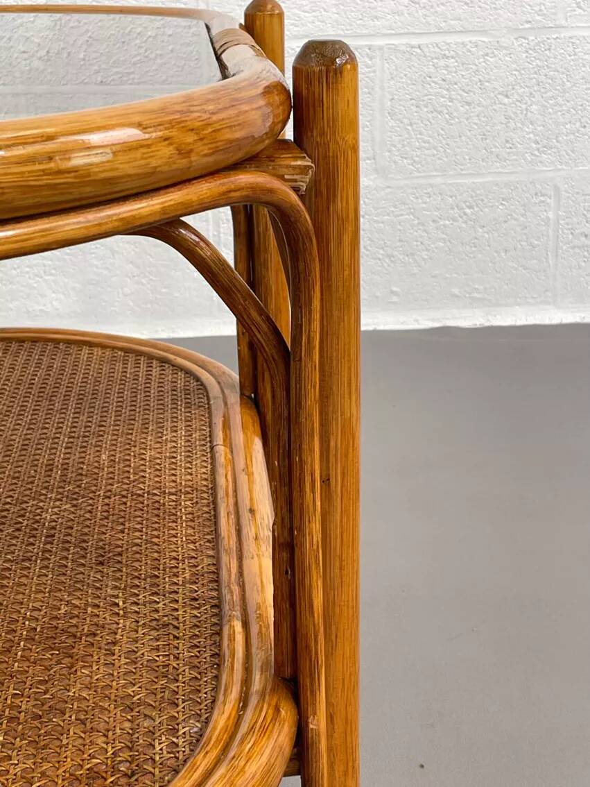 Vintage roasttan coffee table and glass top