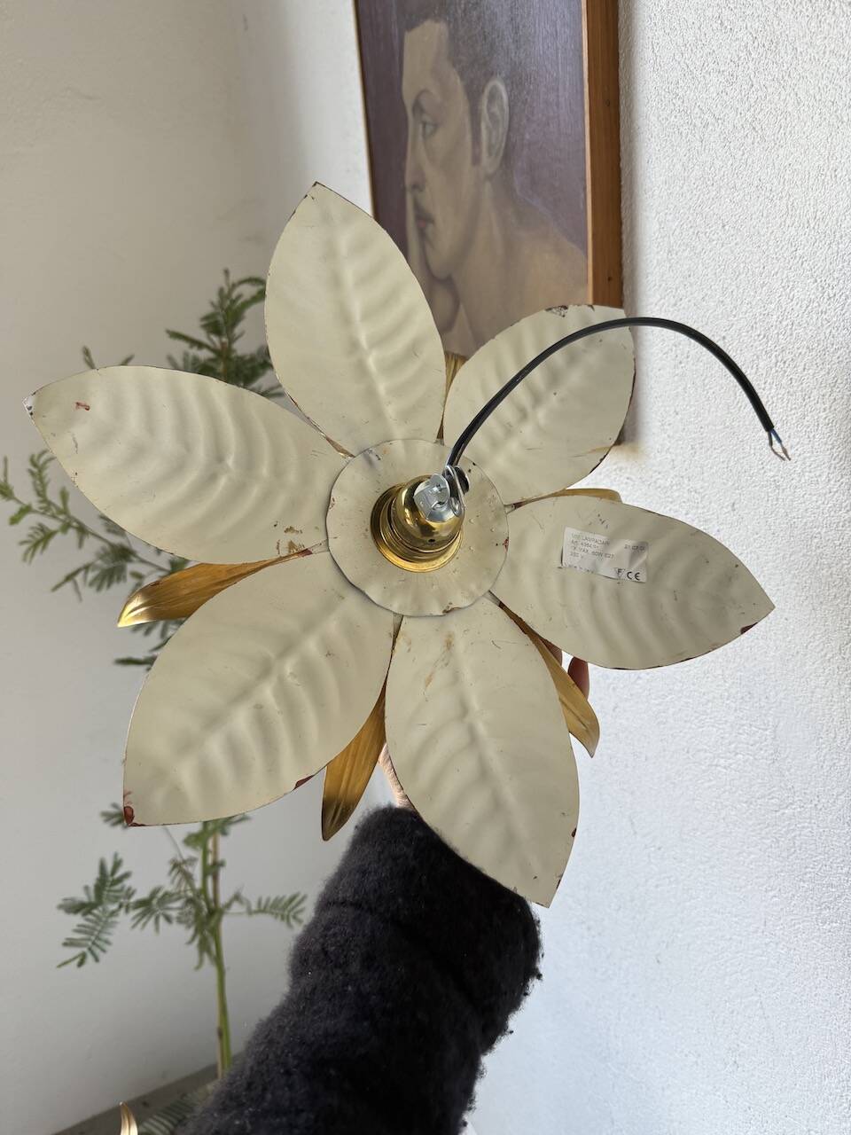Pair of gold metal flower wall lights