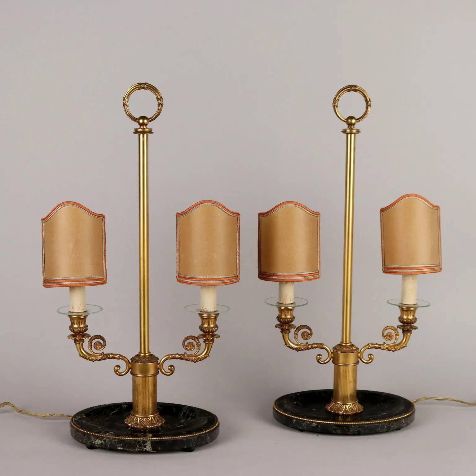 Lampes de table vintage première moitié '900 en bronze doré et marbre