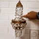 Hot air balloon wall light with tassels