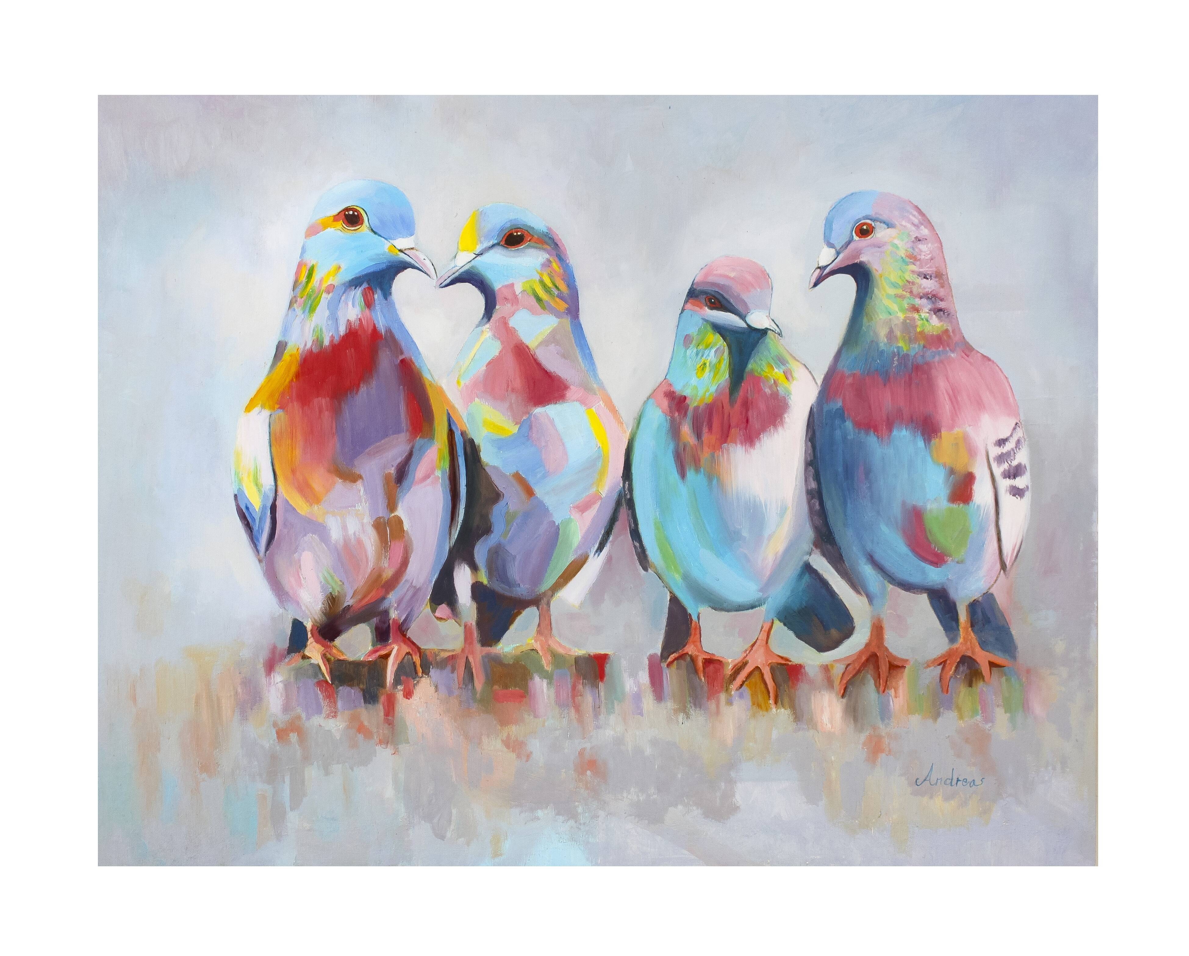 Painting of doves. Picture of doves. Doves in oil.
