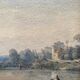 Watercolor painting 1872 "Riverside with fisherman" signed to decipher