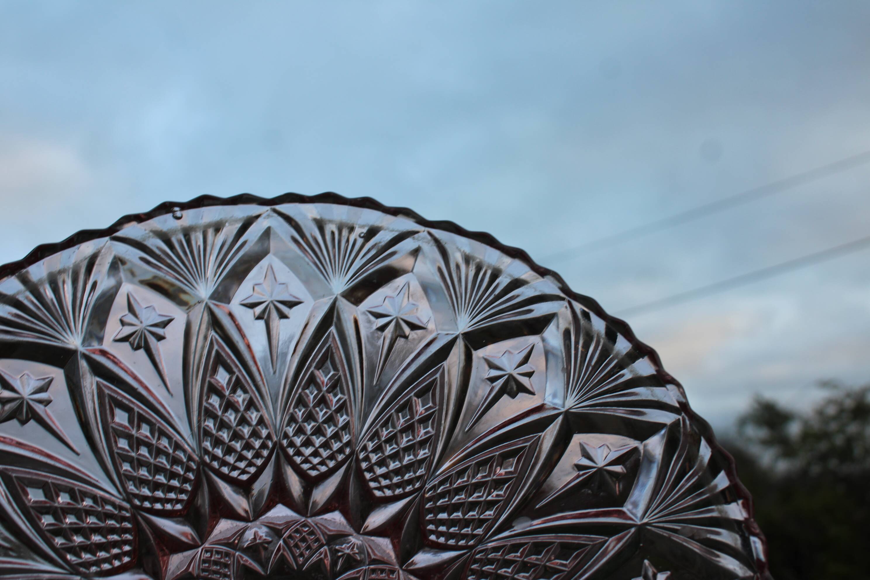 Vintage pink glass fruit bowl – ø 33 cm, h 7 cm