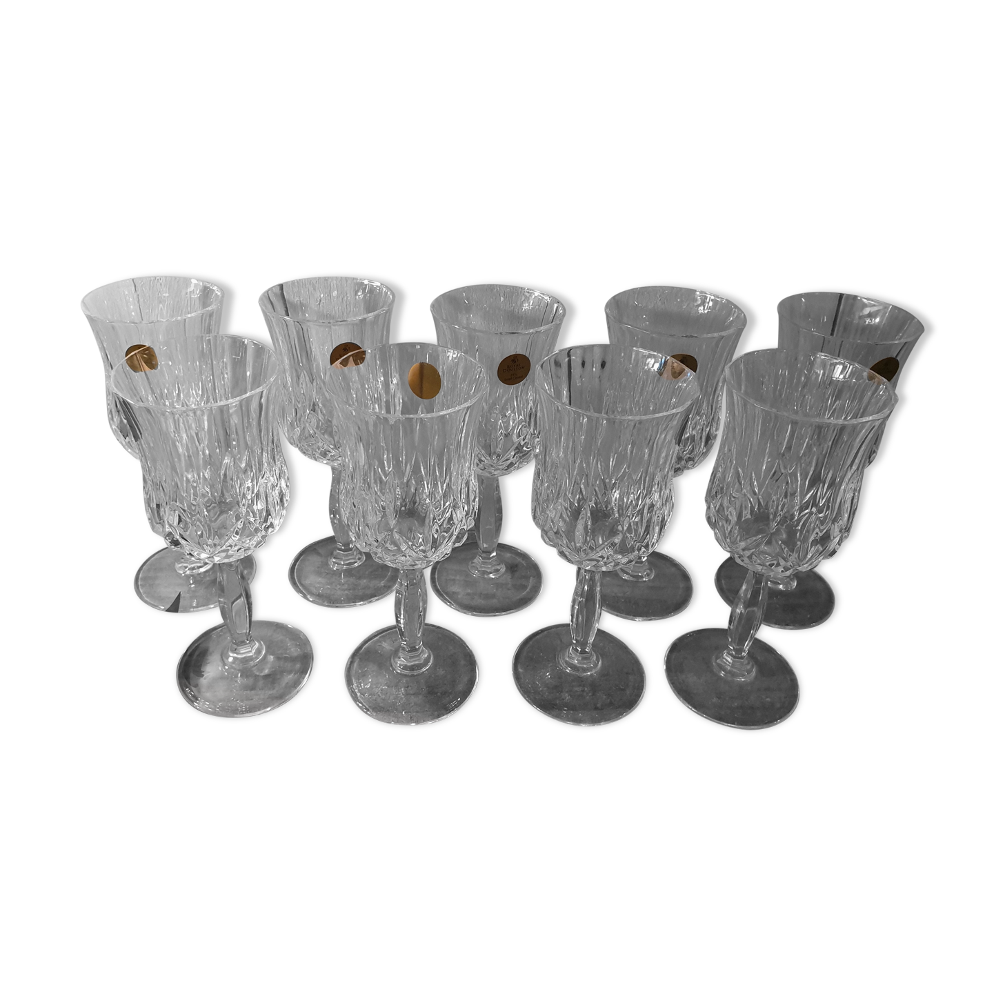 Set of 9 crystal wine glasses