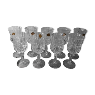 Set of 9 crystal wine glasses