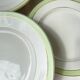 6 Assiettes plates vintage Française Orchies "VILLARS" 1950 blanche verte dorée