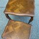 2 tables gigognes Louis XV en chêne massif et marqueterie 1960