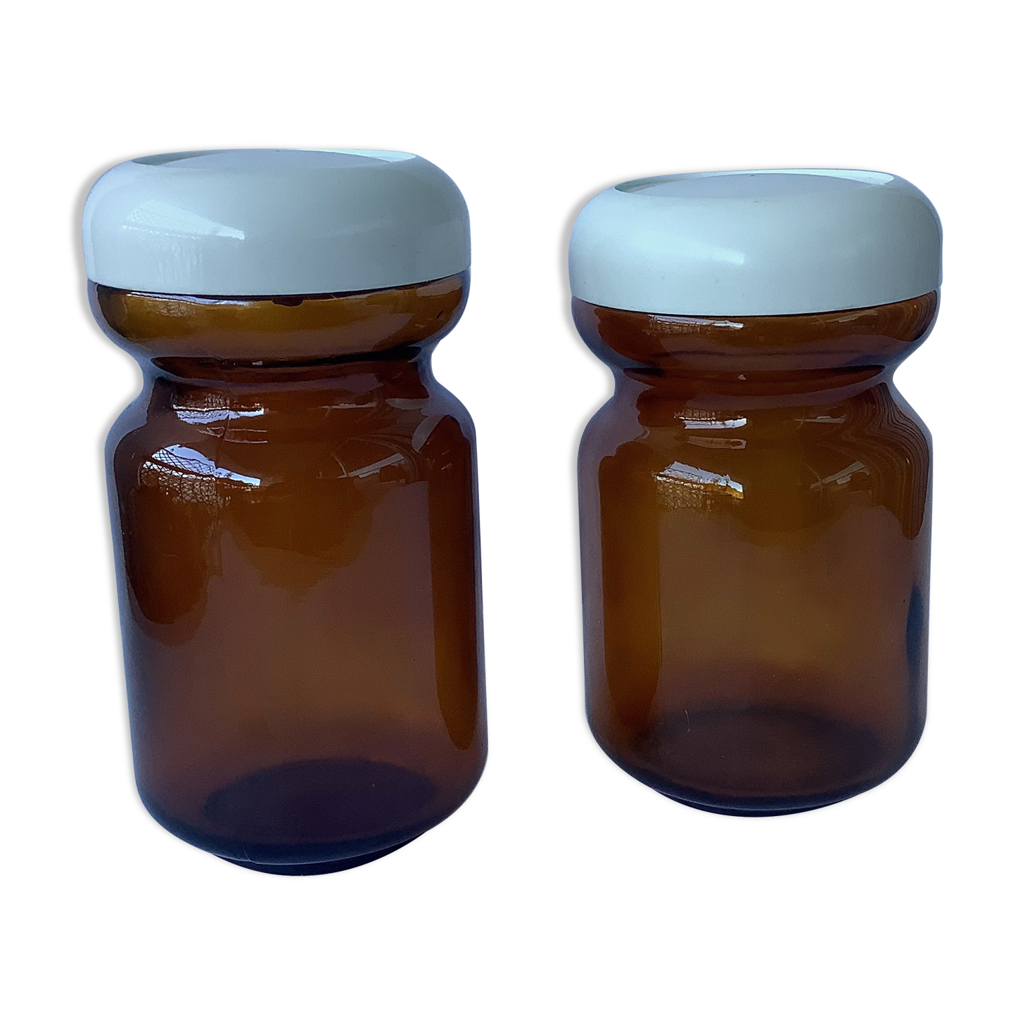 Amber glass jars Chicory Leroux
