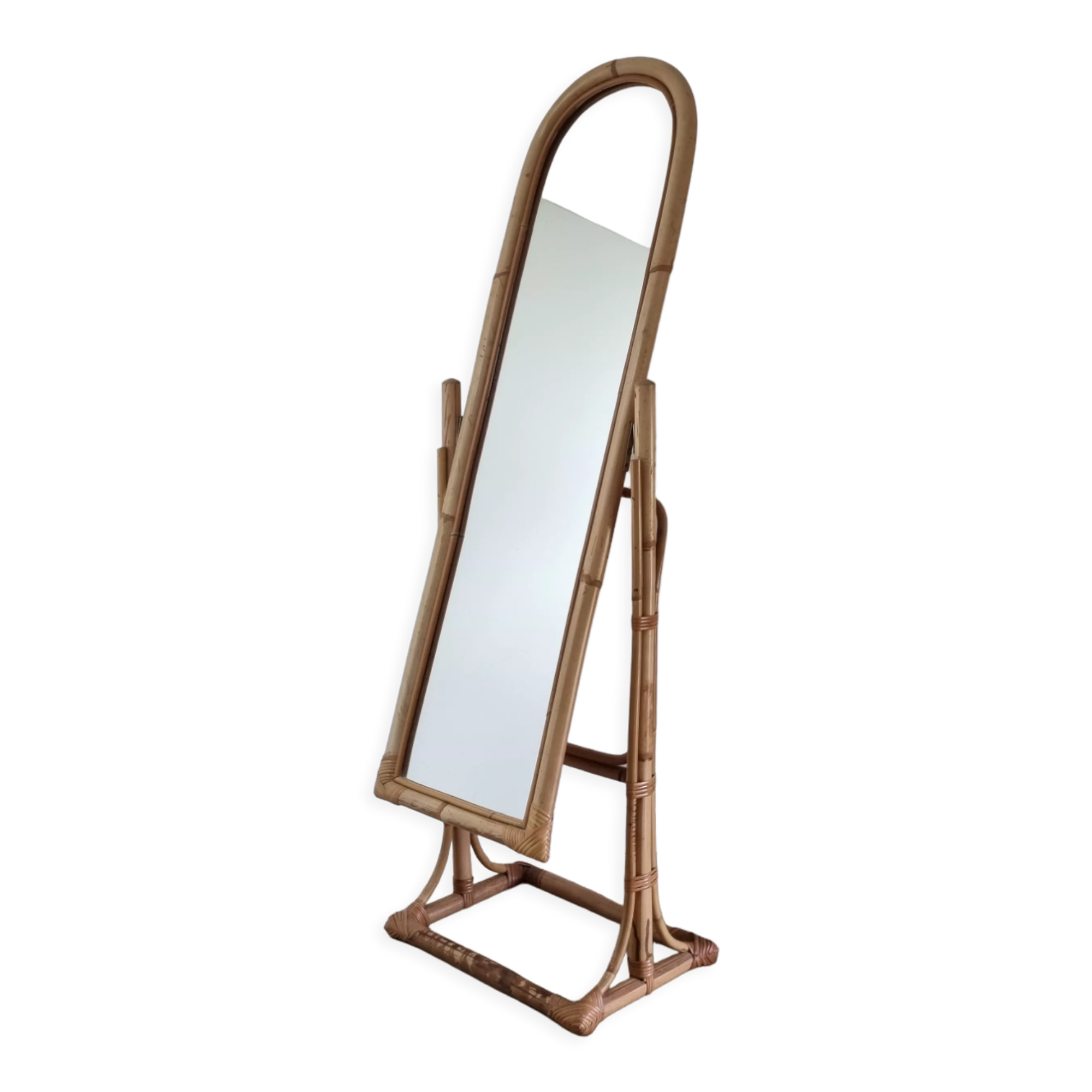 Rattan psyche mirror