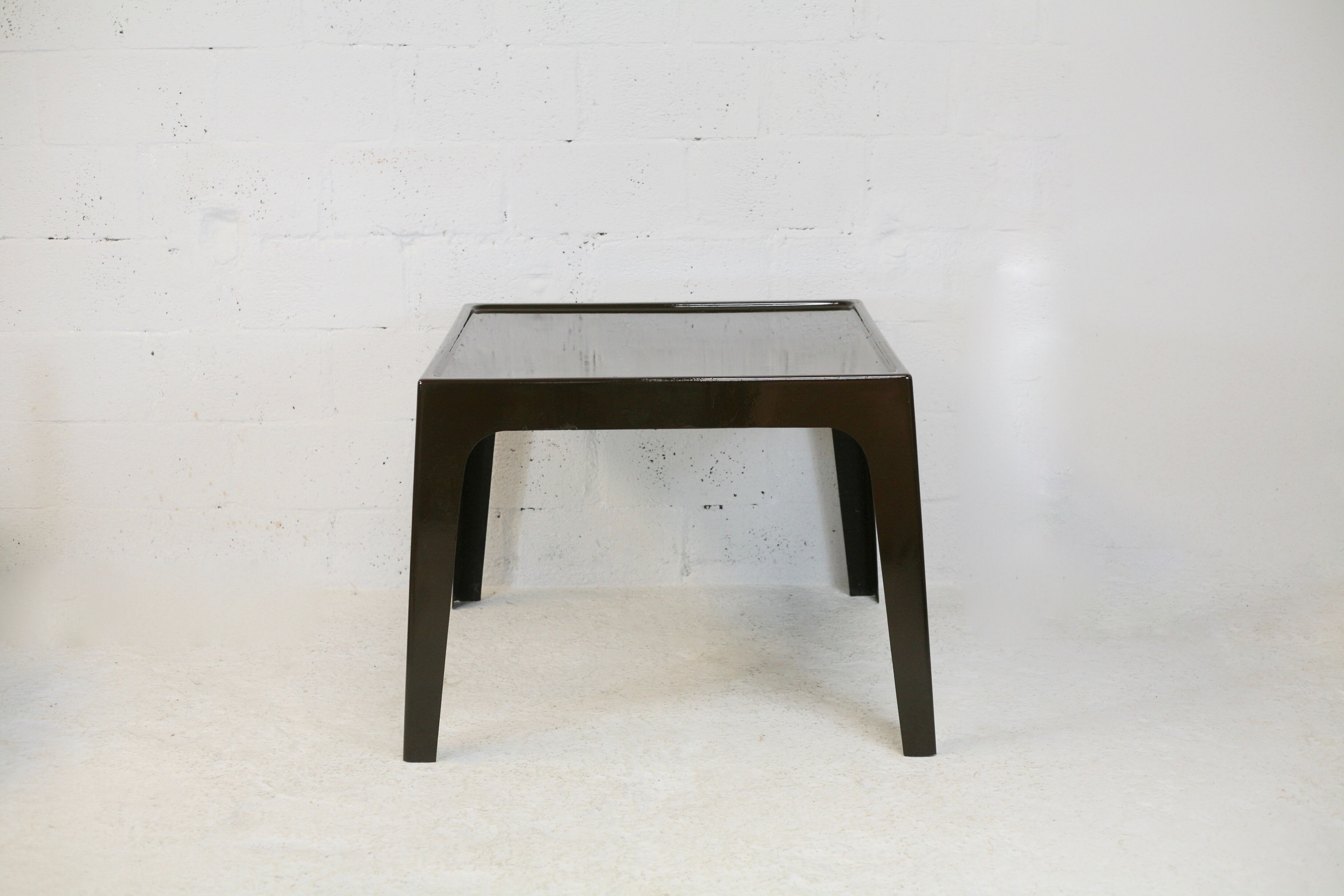 Fiberglass table, brown, France, circa 1970