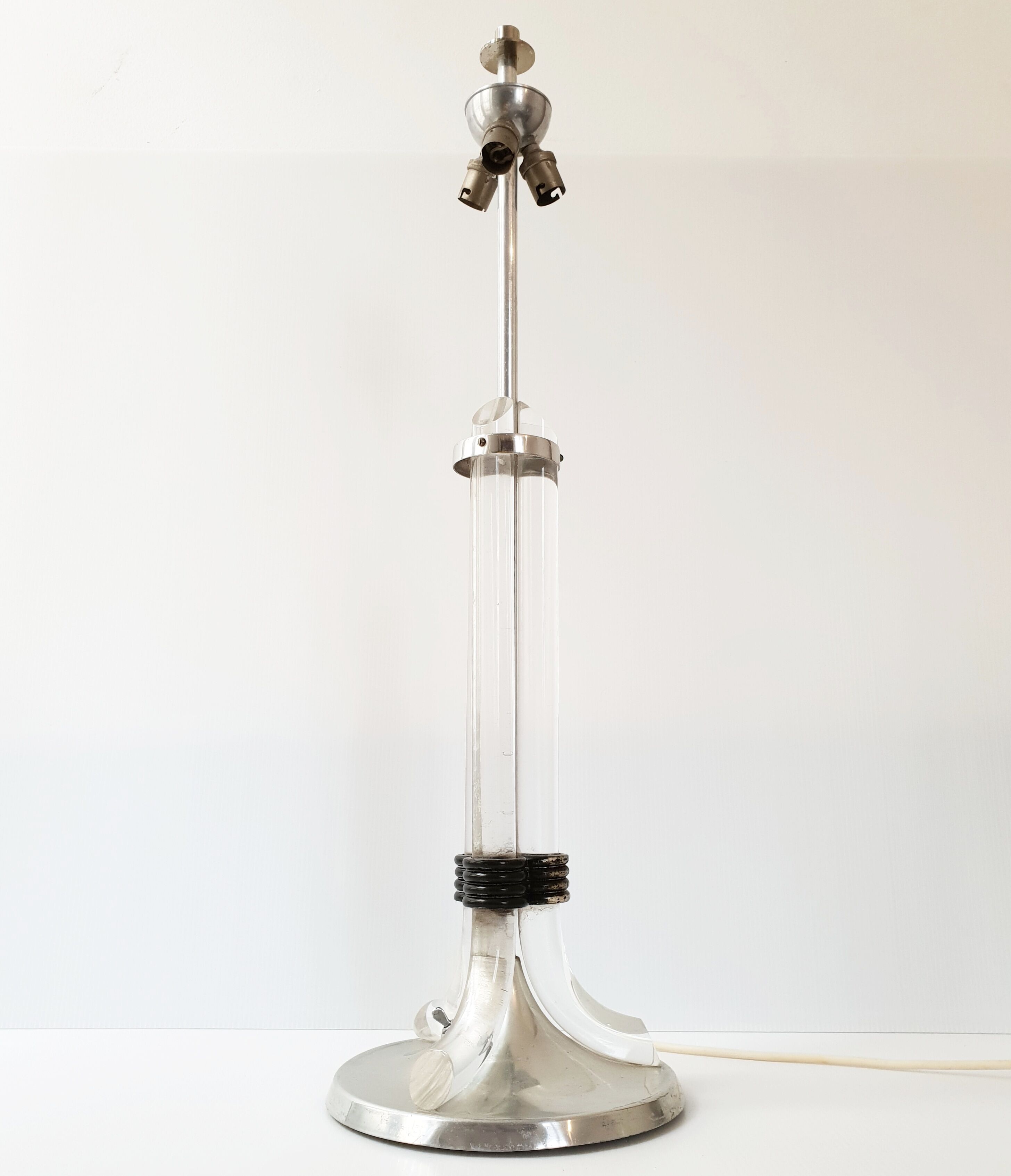 Steel art deco lamp foot - Plexiglas