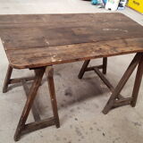 Table wood tray on trestles 130 cm