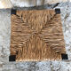 Black wood foot rest stool & vintage mulched seat
