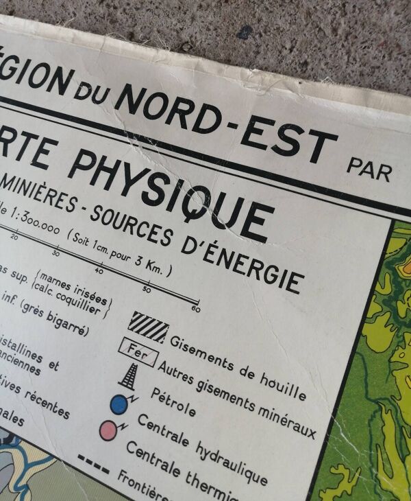 Ancienne carte scolaire : France, Nord-est, Hatier Kaeppelin.