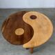 Solid wood coffee table with 2 Yin and Yang elements vintage 60s