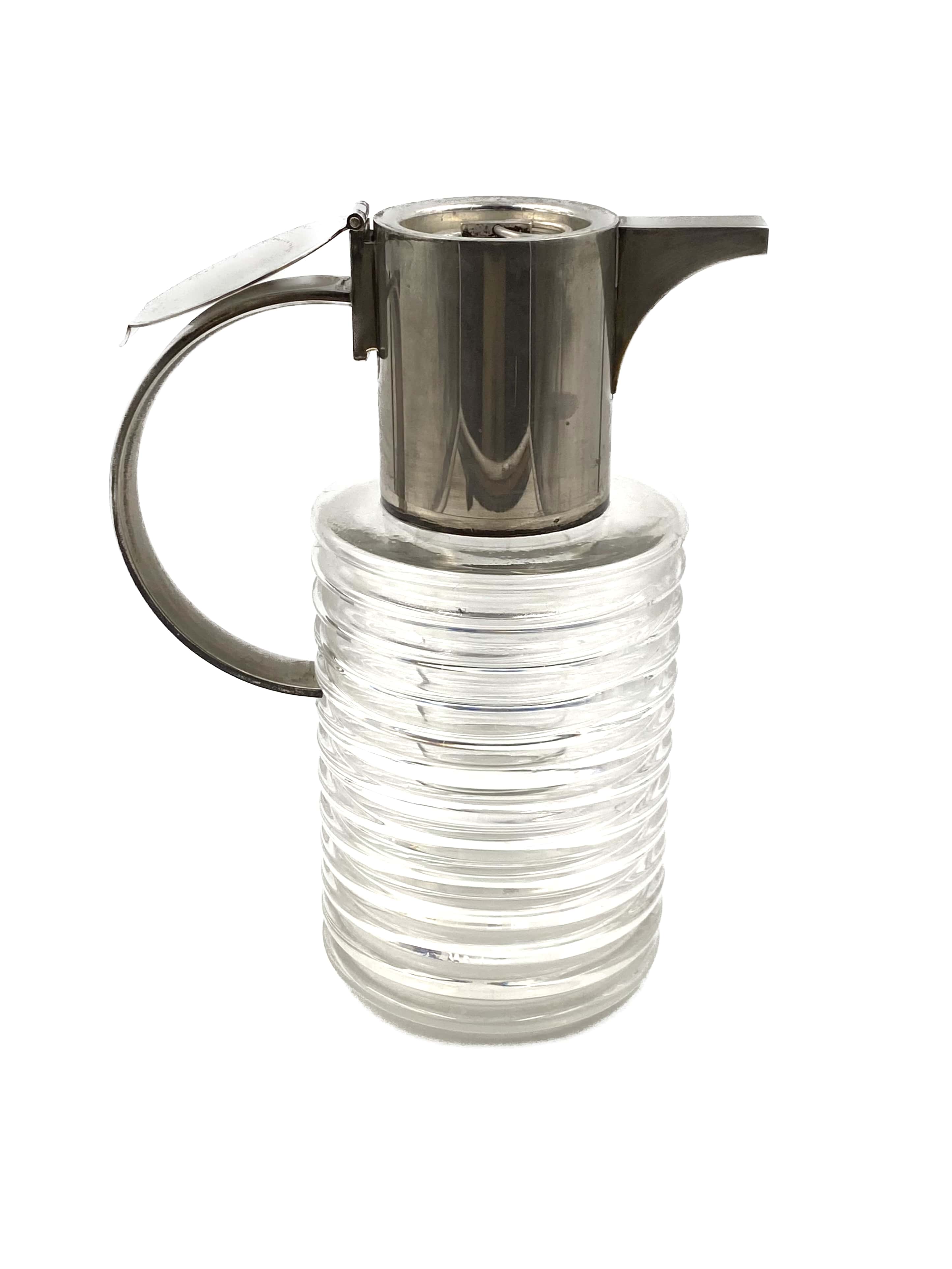 Sergio Asti silverplated and glass jug  Arnolfo di Cambio 1968