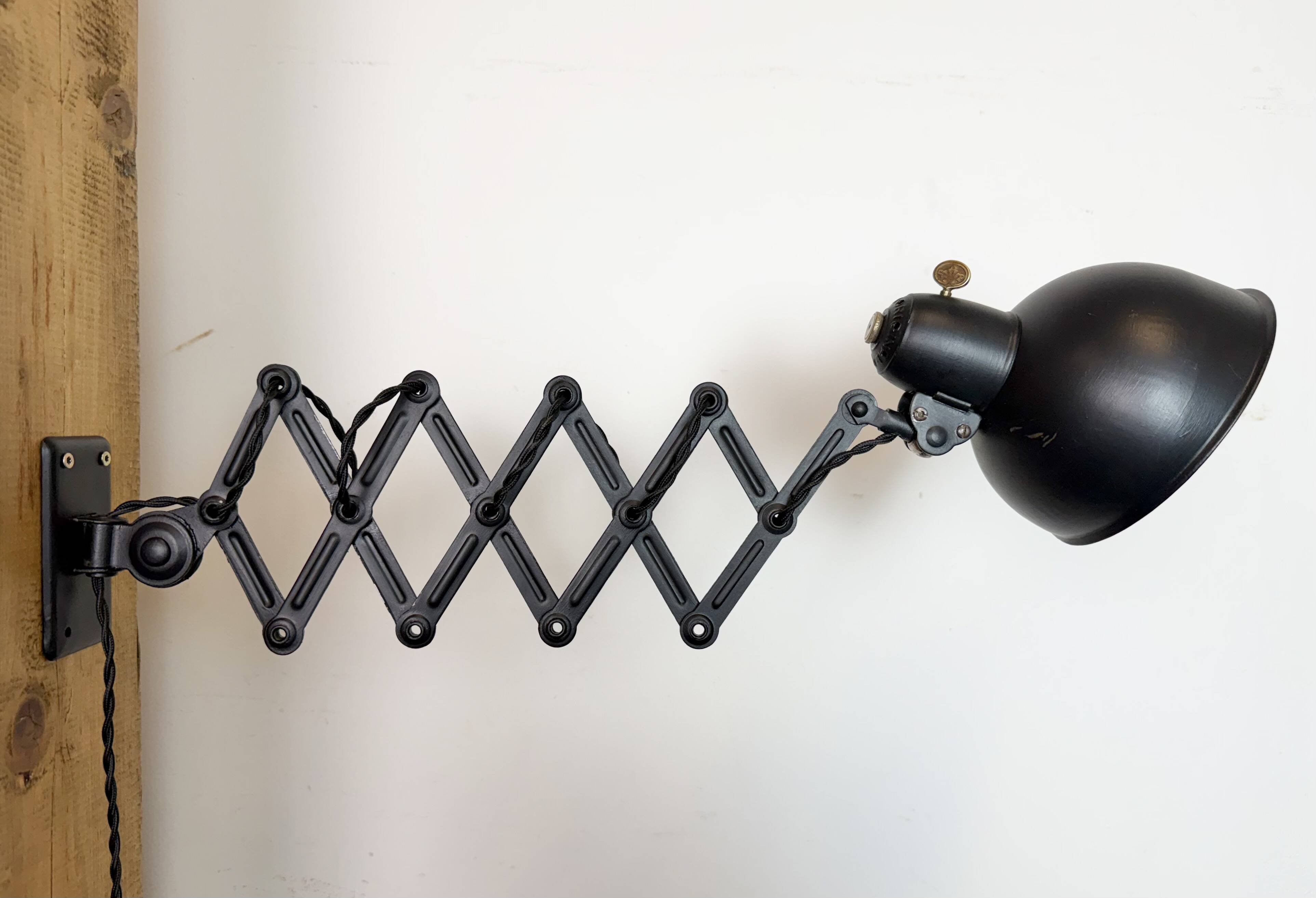 Black Industrial Bauhaus Scissor Wall Lamp from Kaiser Idell, 1930s