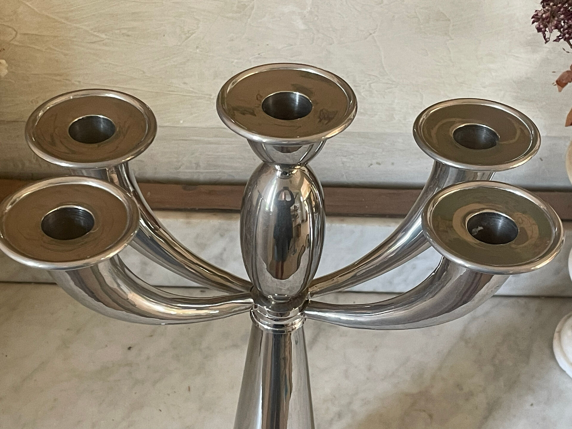 Grand chandelier modulable 5 branches (38 cm) en métal chromé 