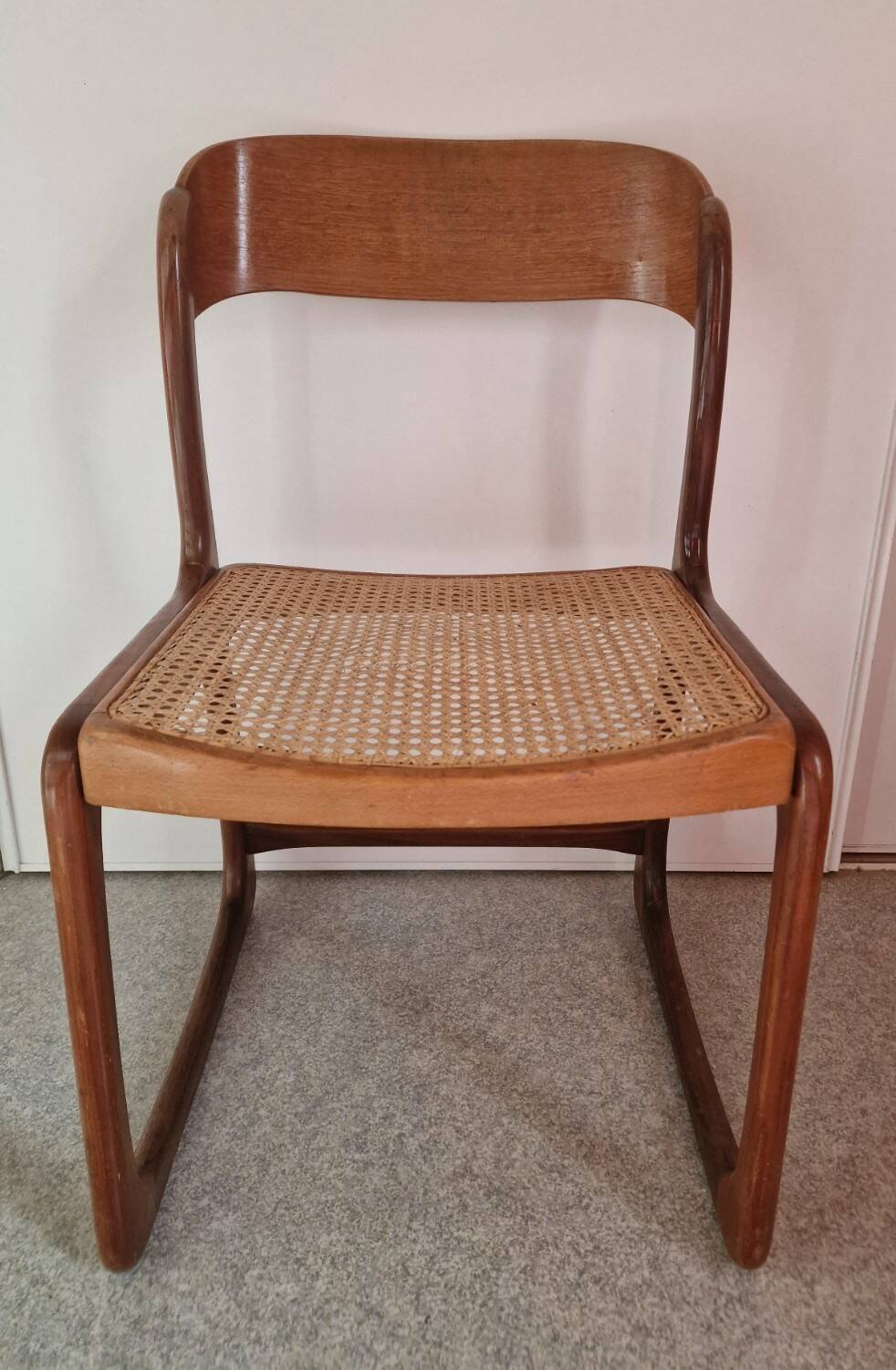 Baumann sled chair with caning