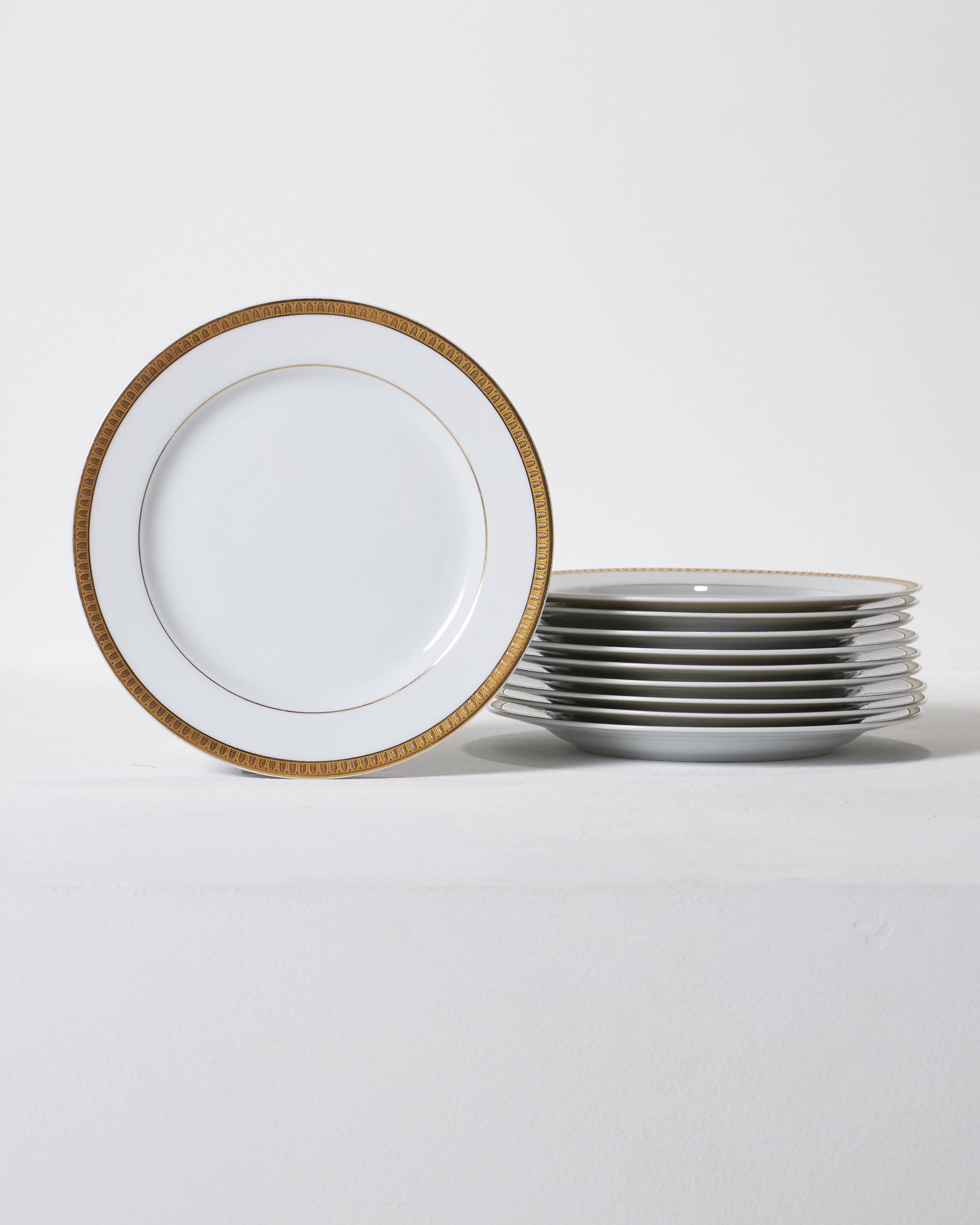 Set of 10 porcelain dessert plates, christofle, 1960s