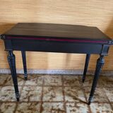 Napoleon iii game table console in blacked wood with purple play mat