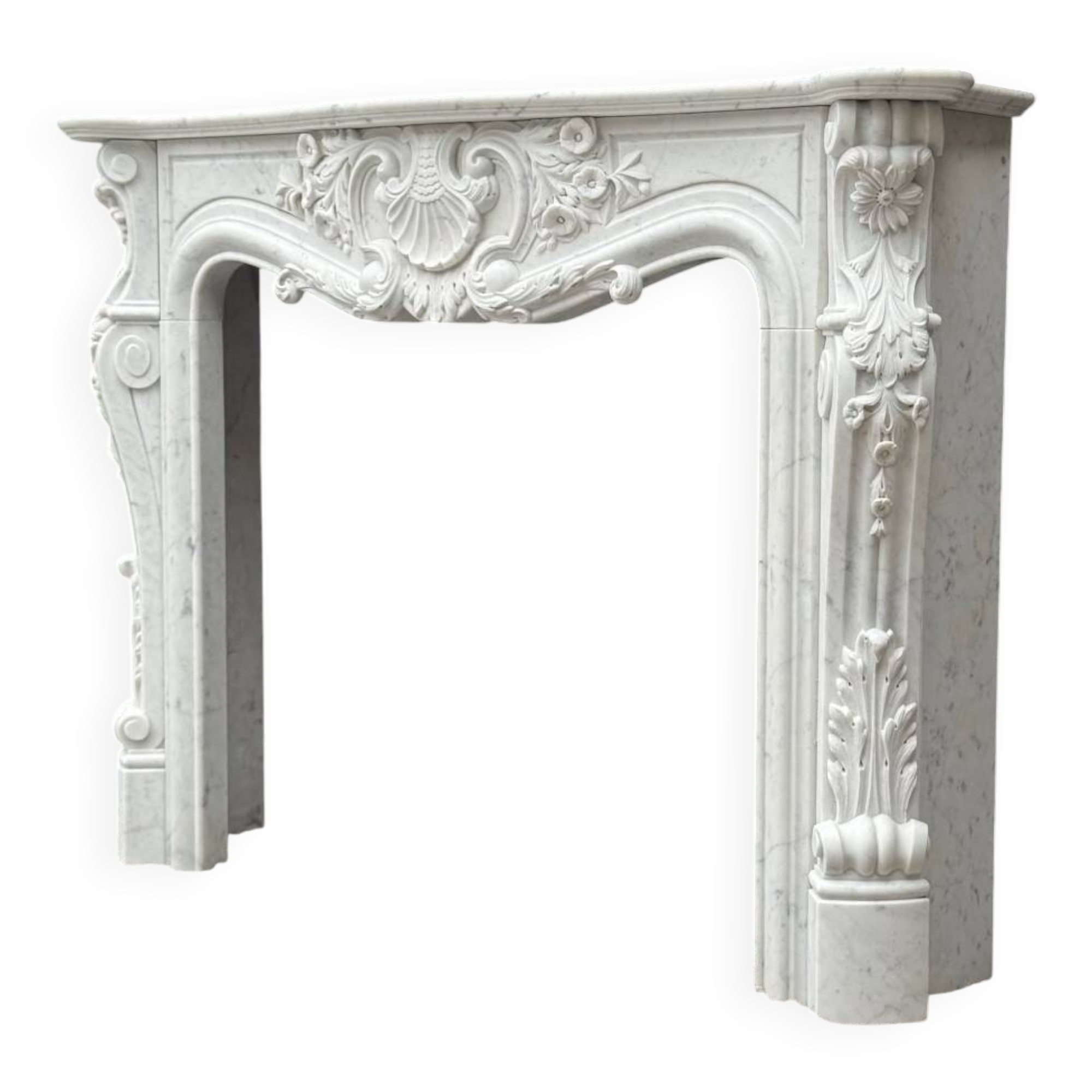 Louis XV style fireplace in Carrara marble circa 1980