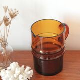 Large vintage amber glass decanter/pitcher
