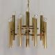 Italian brass chandelier 12 spot pendant lamp by Gaetano Sciolari, 1970s