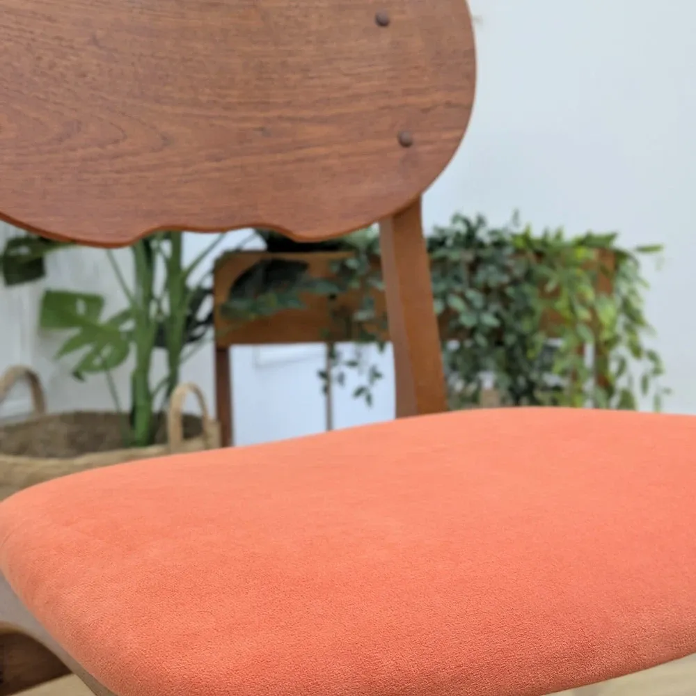 Scandinavian chair wood & vintage orange