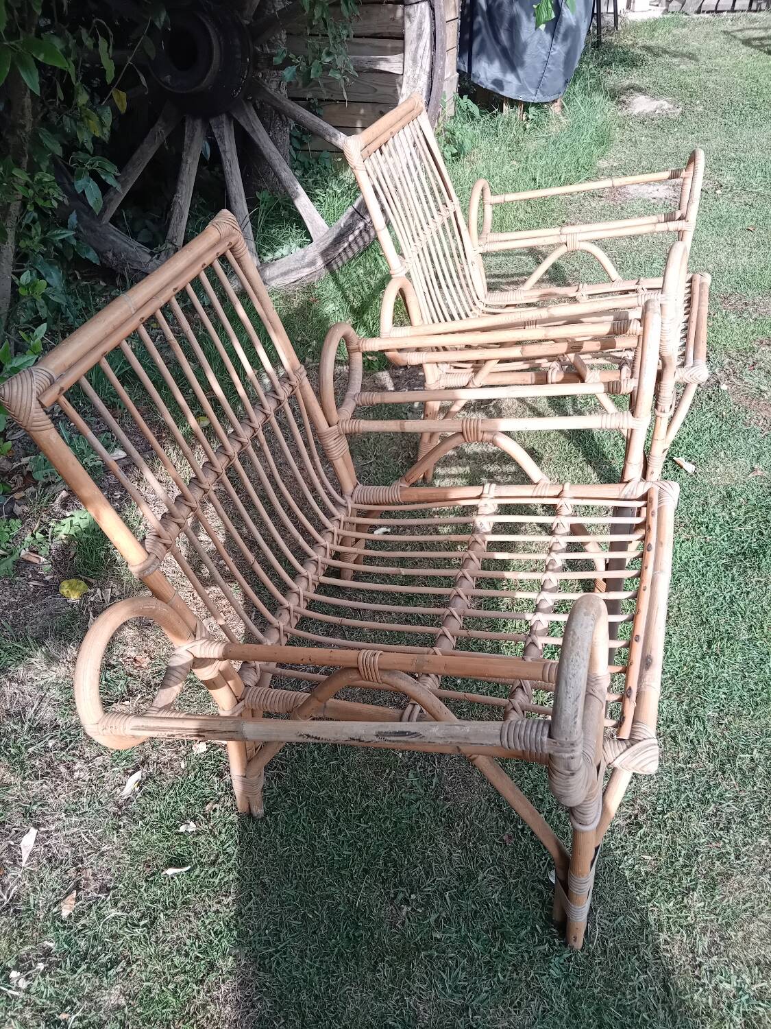 Set of 2 rattan armchairs