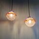 Pair of Space Age pendant lights in blown bubble Murano glass, 1970.