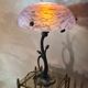 Art nouveau style bronze lamp and its marbled glass paste basin 48x30