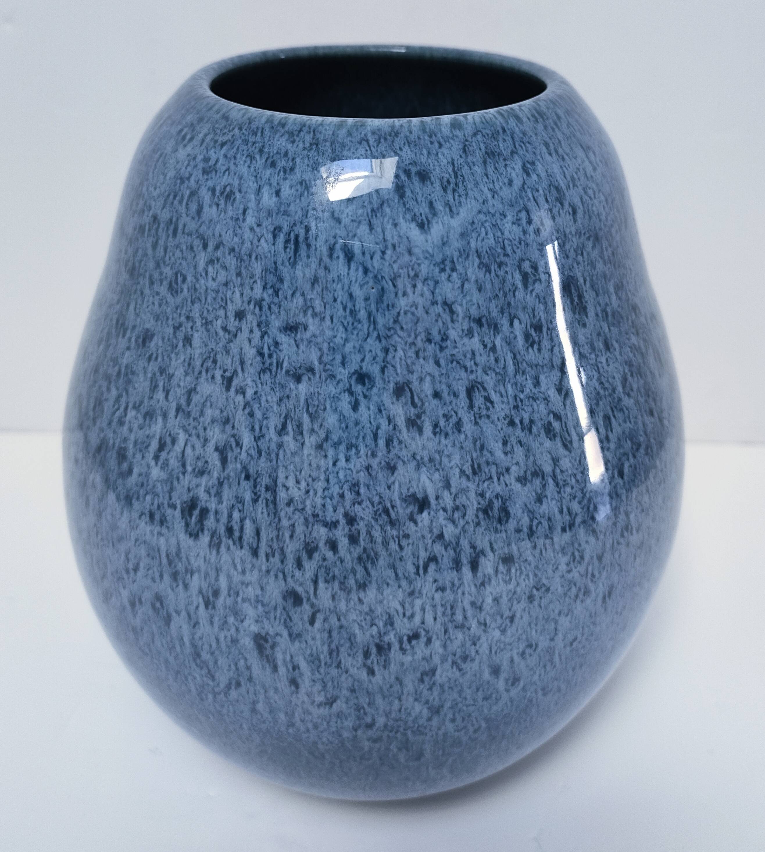 Blue design glazed ceramic vase Holland 90s