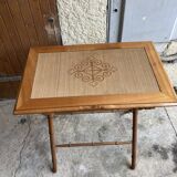 Bamboo and woven straw style wooden table