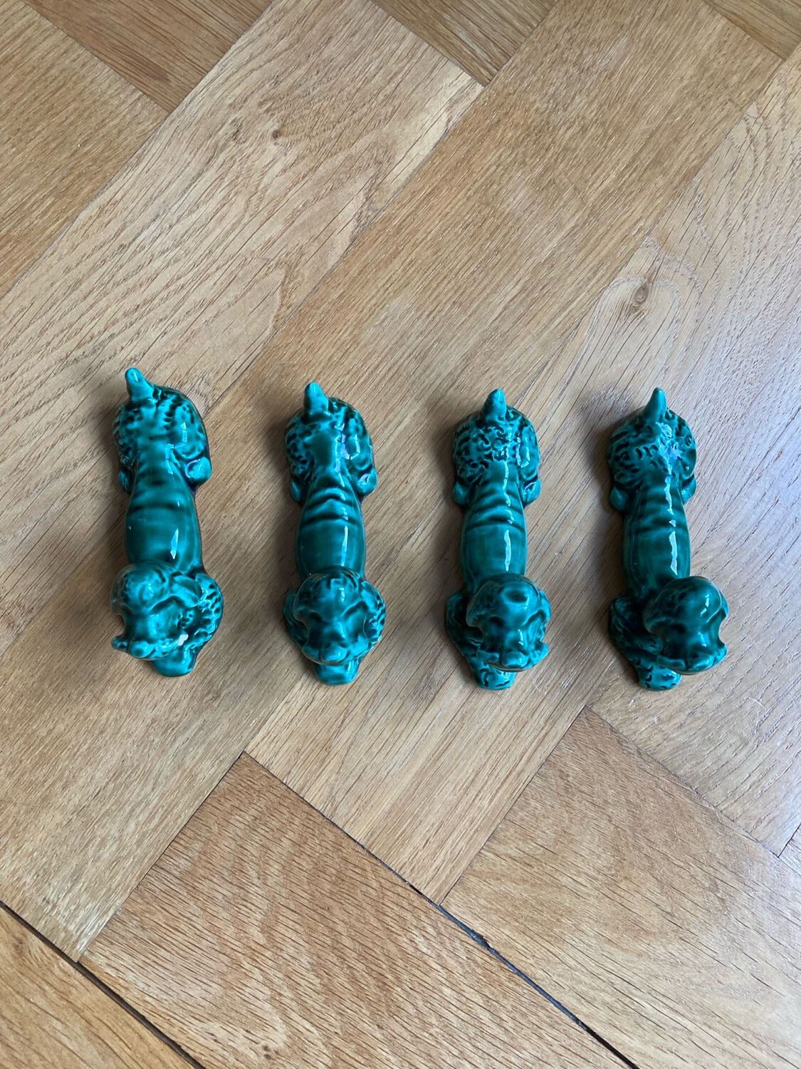 Green ceramic dog knife holder