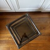 Bamboo and smoked glass nesting coffee tables